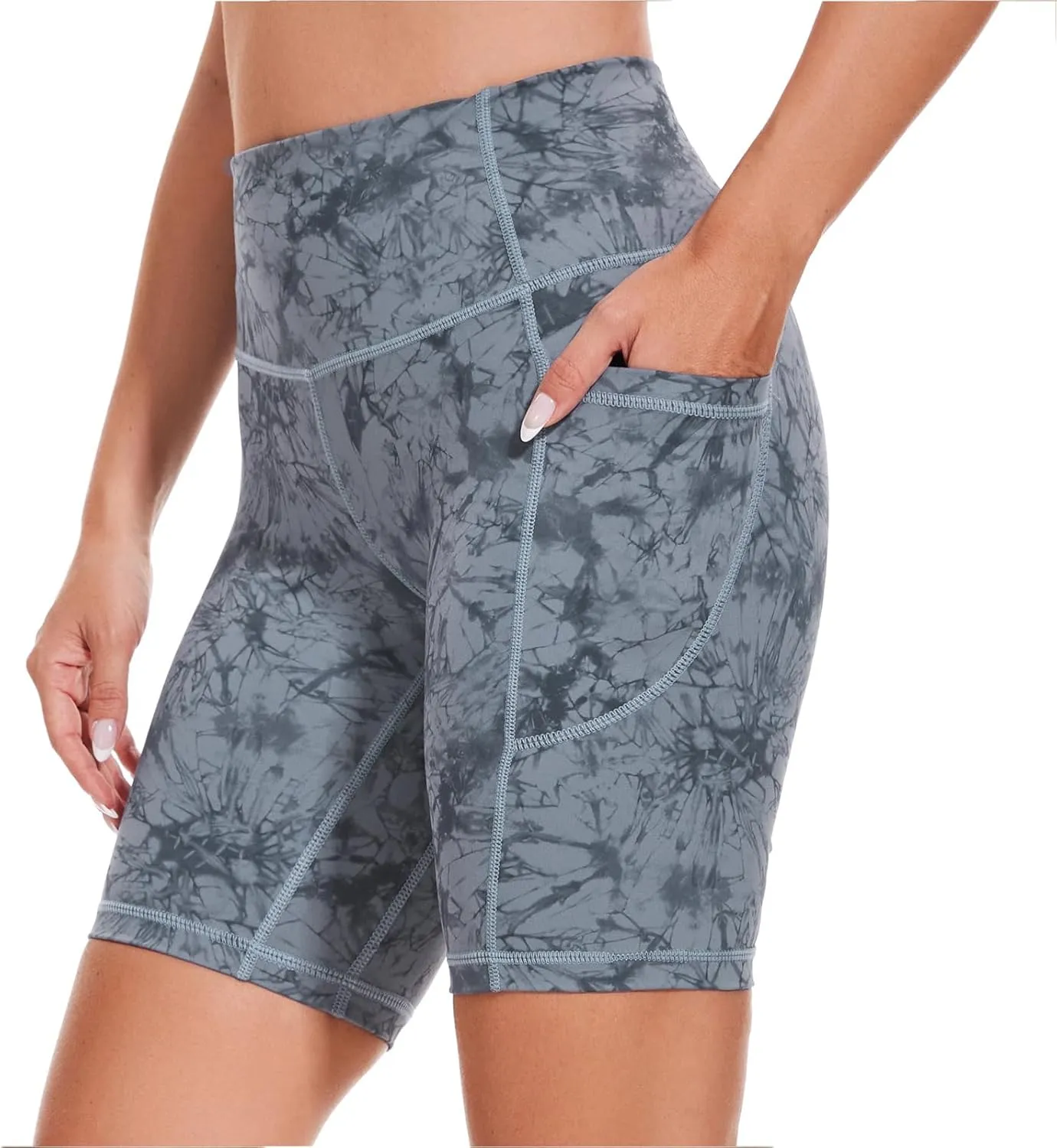 ccko High Waist Biker Shorts for Women with Pockets Workout Yoga Spandex Athletic Leggings Shorts for Gym Running