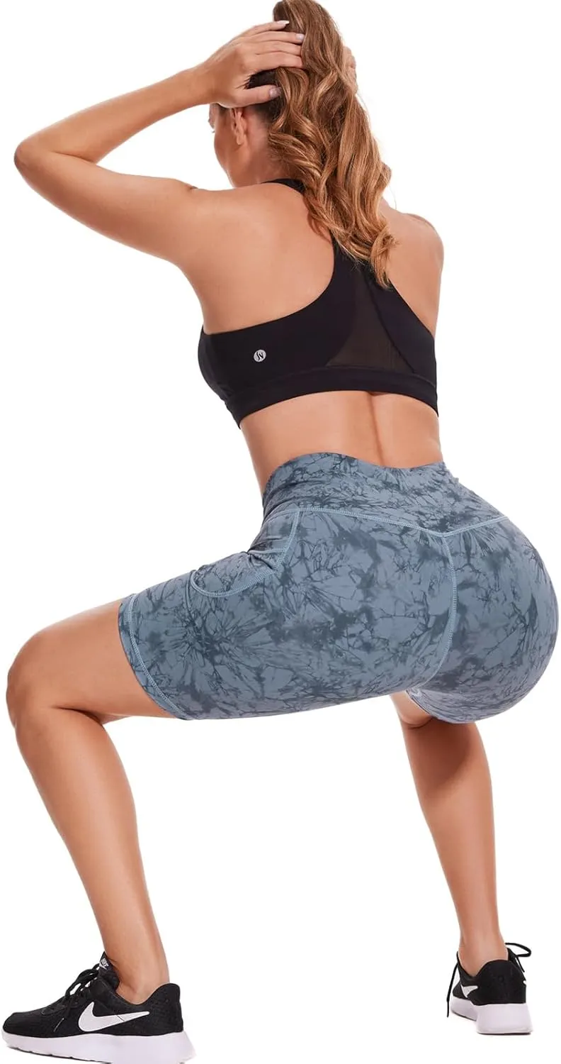 ccko High Waist Biker Shorts for Women with Pockets Workout Yoga Spandex Athletic Leggings Shorts for Gym Running
