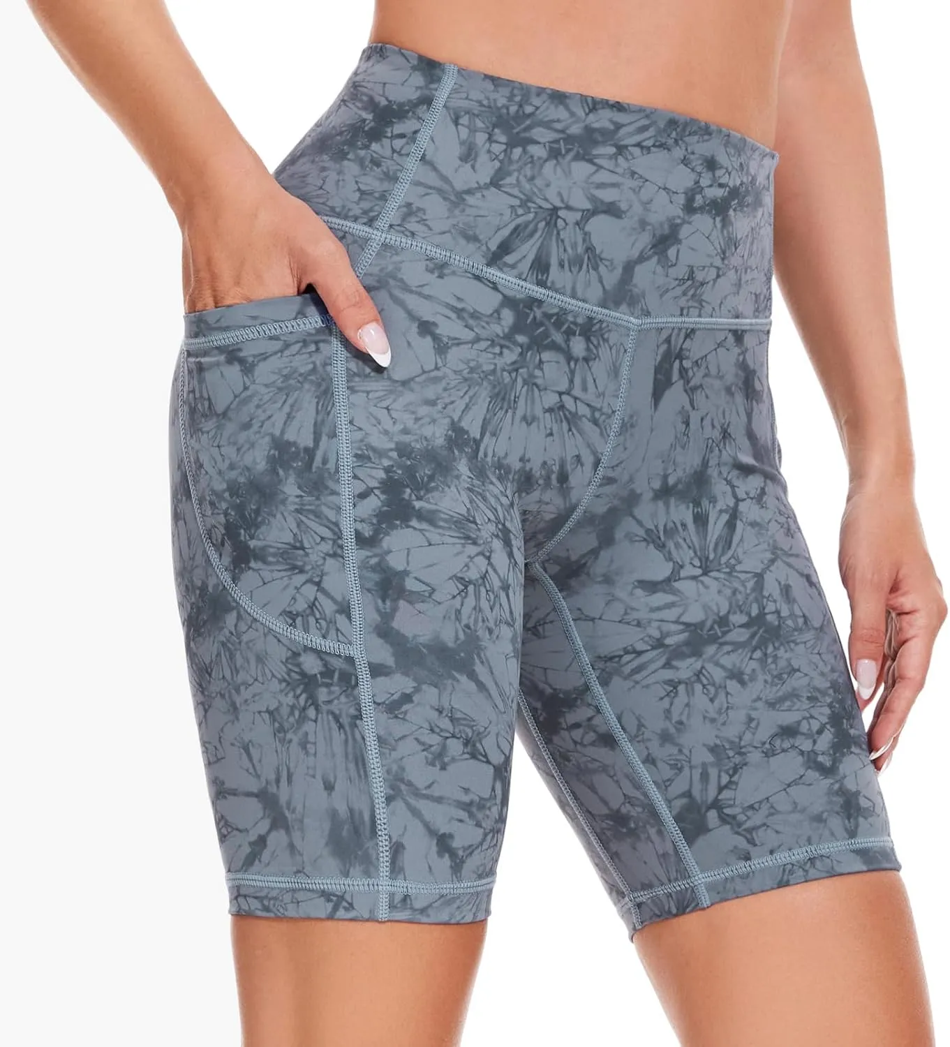 ccko High Waist Biker Shorts for Women with Pockets Workout Yoga Spandex Athletic Leggings Shorts for Gym Running