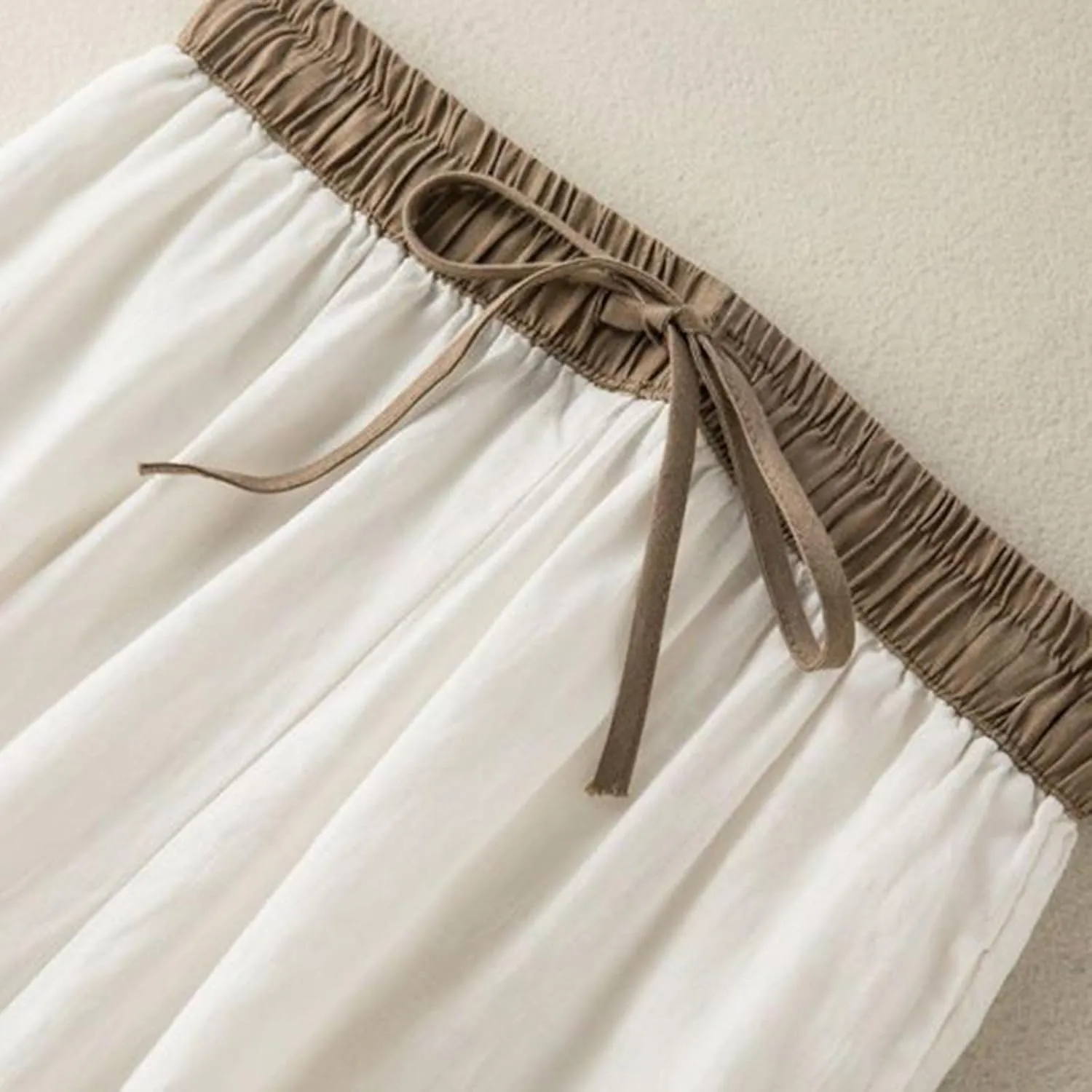 Ceboye Women's High Waist Linen Pants Drawstring Summer Baggy Lantern Tapered Trousers Flax Ankle Comfy Harem Pants