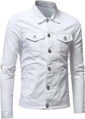 CHARTOU Men's Regular Fit Distressed Long Sleeve Denim Jacket Jean Motor Trucker Coat