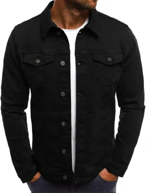 CHARTOU Men's Regular Fit Distressed Long Sleeve Denim Jacket Jean Motor Trucker Coat