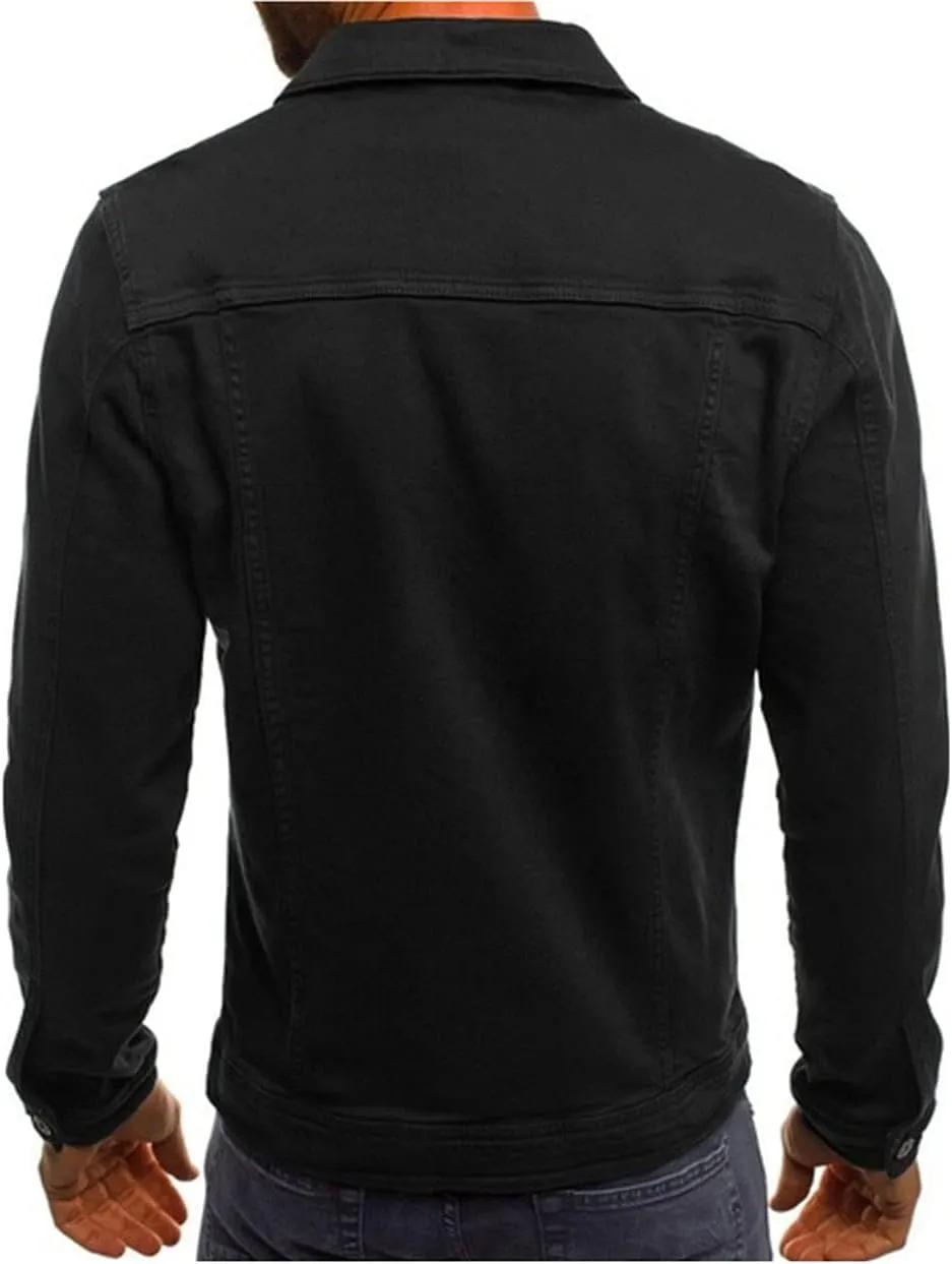 CHARTOU Men's Regular Fit Distressed Long Sleeve Denim Jacket Jean Motor Trucker Coat