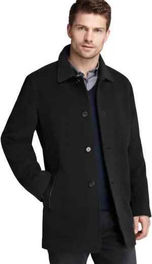 Cole Haan Men's Cashmere Blend Single Breasted Classic Coat With Shirt Collar
