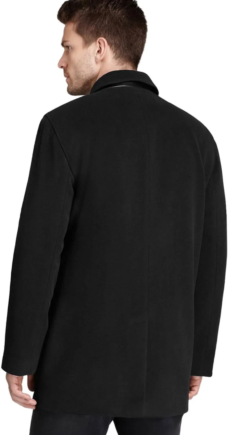 Cole Haan Men's Cashmere Blend Single Breasted Classic Coat With Shirt Collar