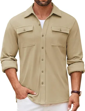 COOFANDY Men's Shirt Jacket Long Sleeve Overshirt Casual Button Down Shacket Thermal Shirts with Pockets