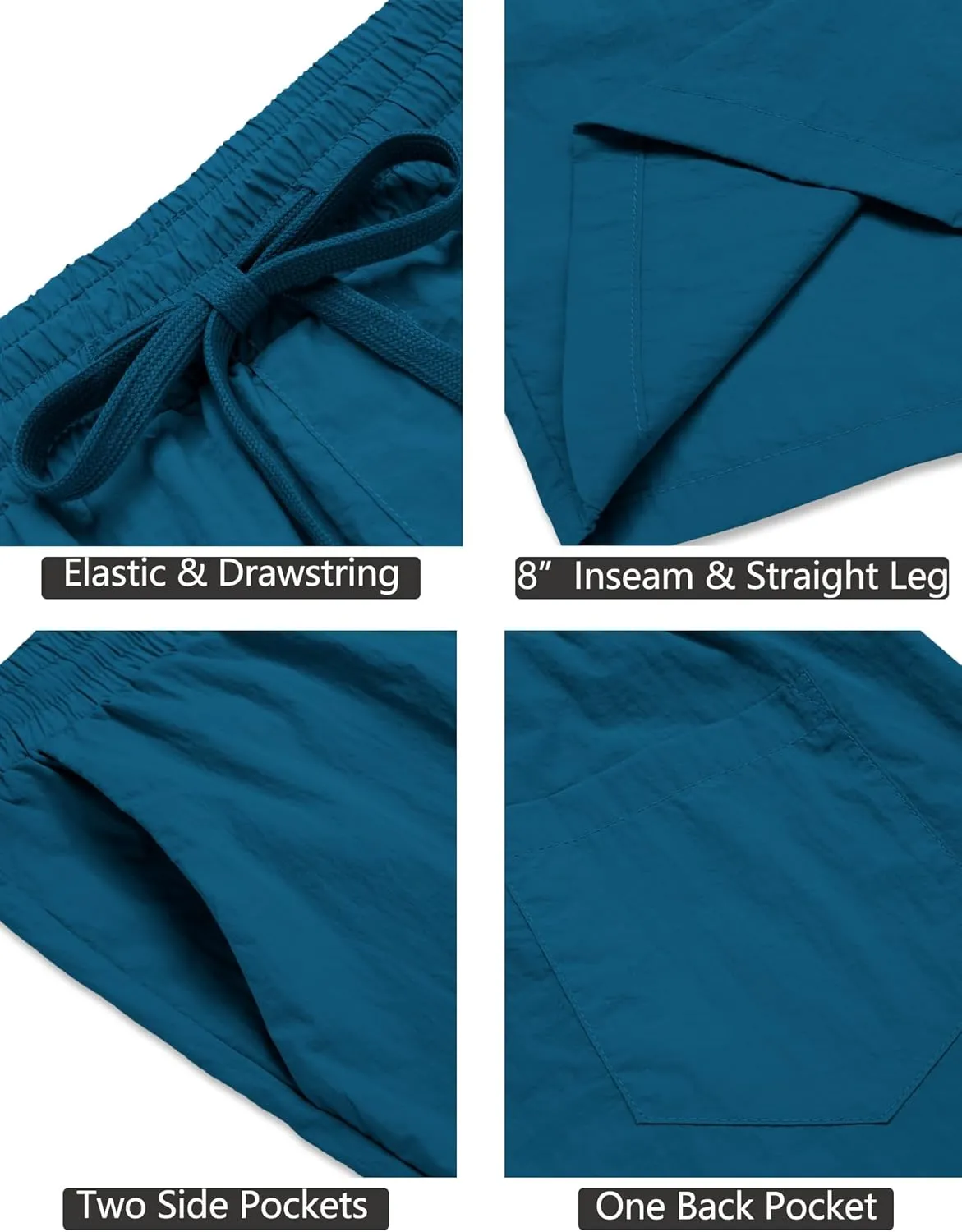 COOFANDY Men's Summer Beach Shorts Lightweight Elastic Waist Drawstring Casual Shorts with Pocket