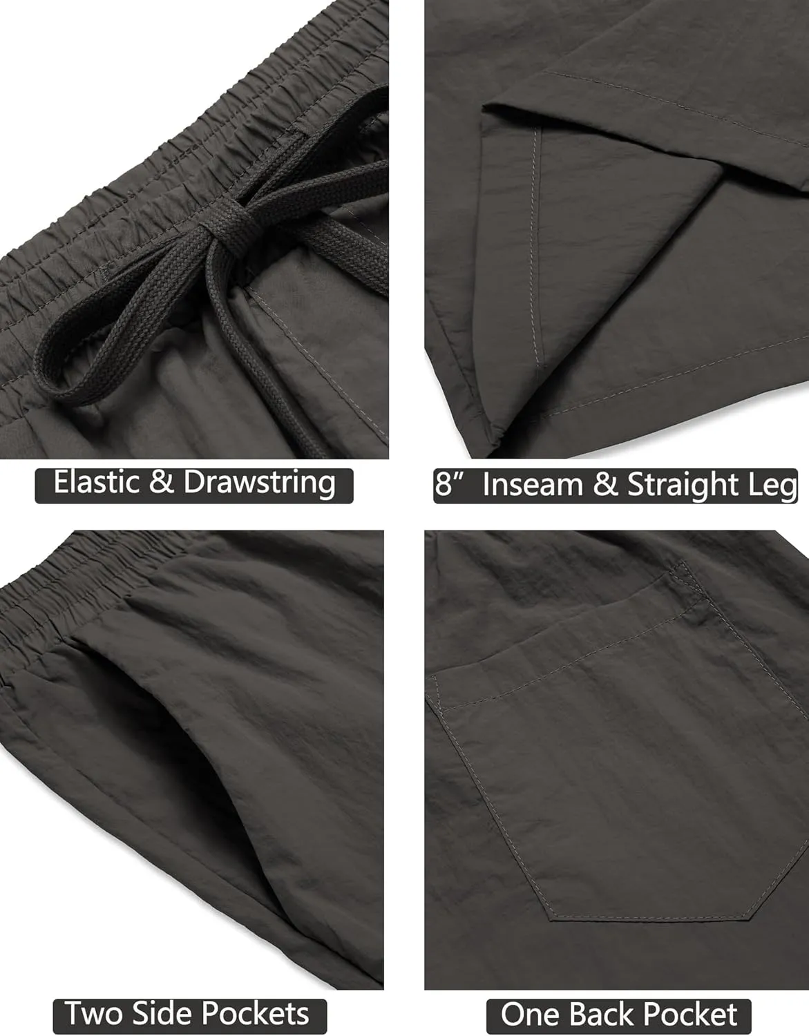 COOFANDY Men's Summer Beach Shorts Lightweight Elastic Waist Drawstring Casual Shorts with Pocket