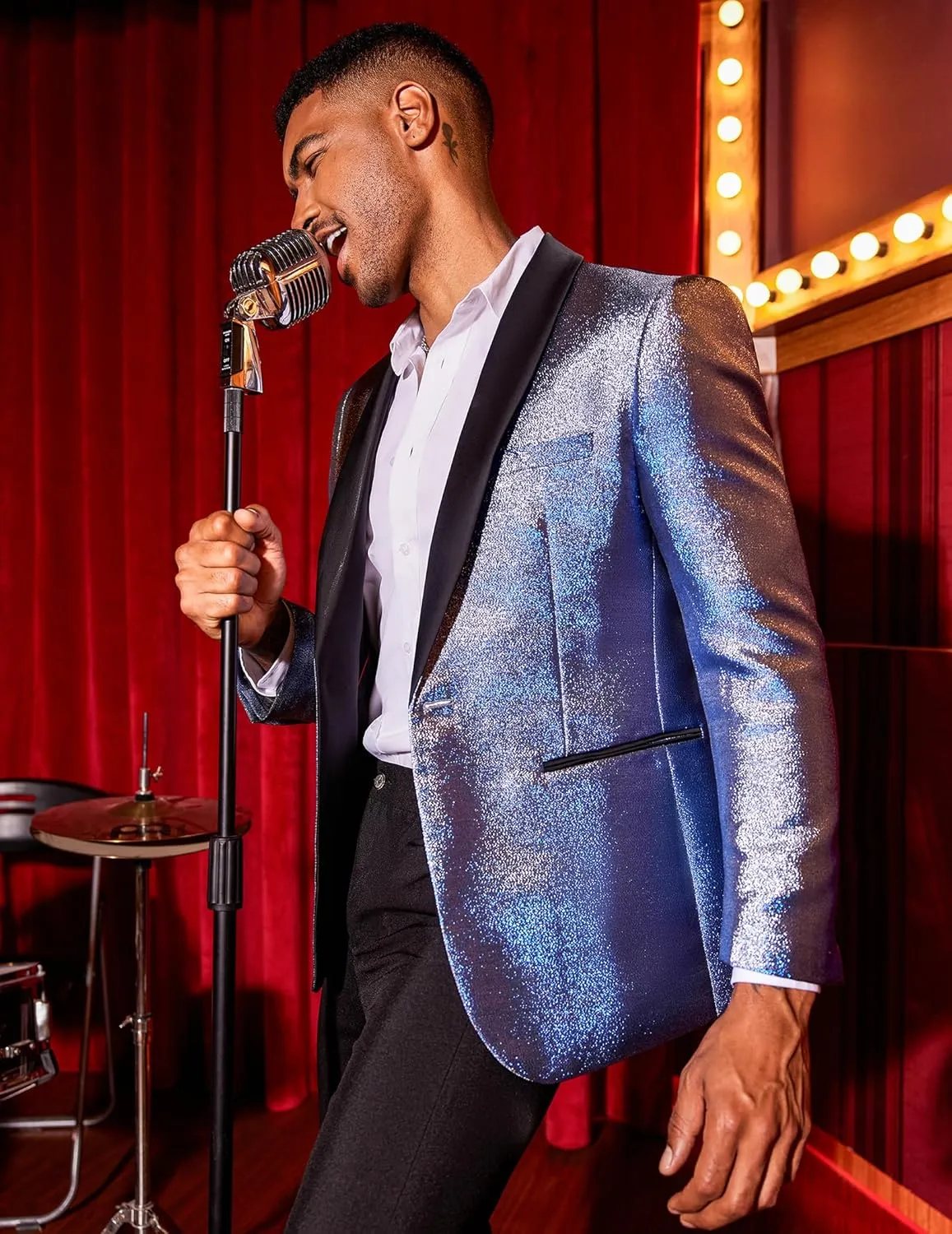 COOFANDY Men's Tuxedo Jacket Slim Fit Shawl Lapel Blazer One Button Suit Jackets for Party Prom Wedding Dinner