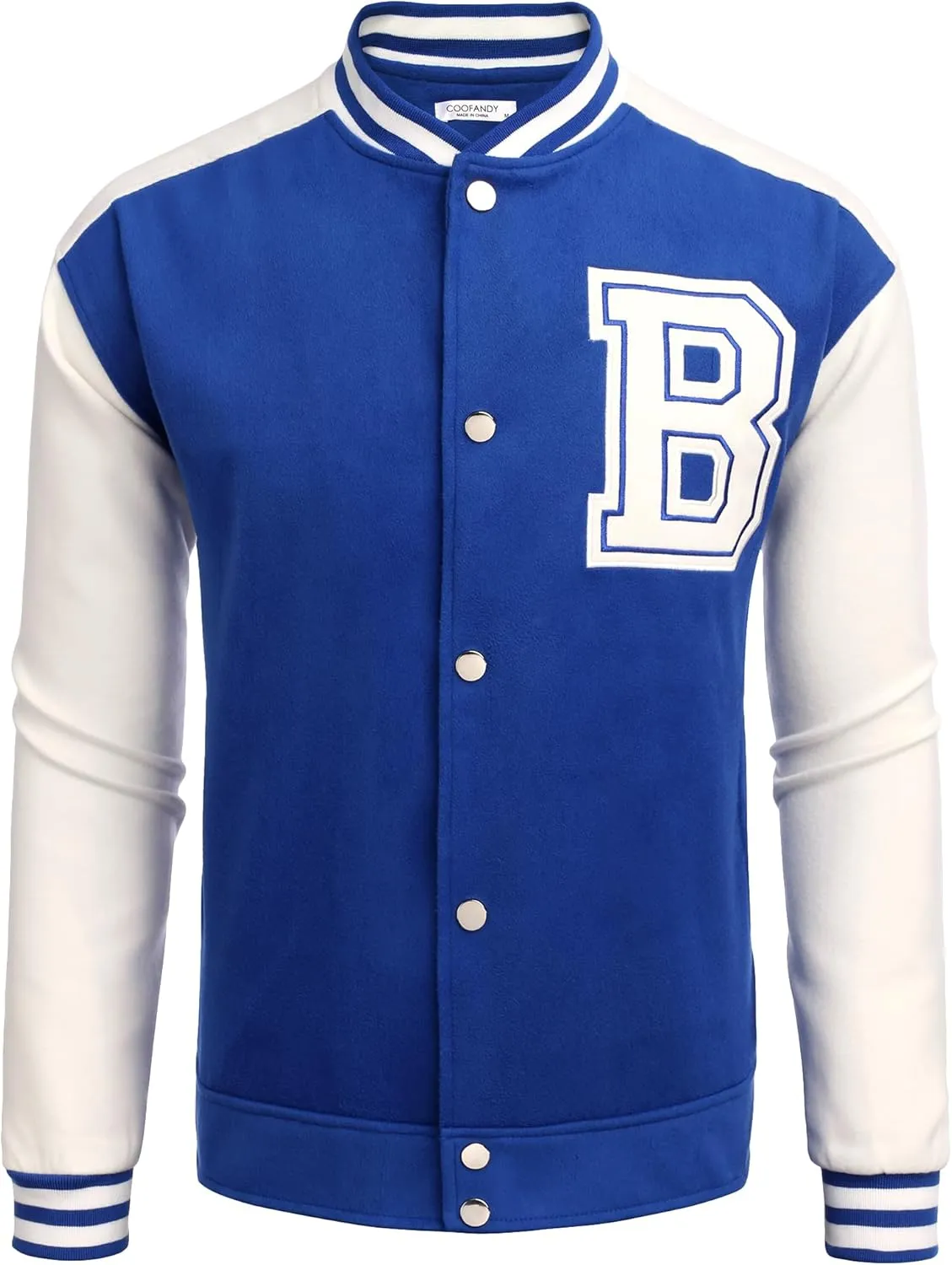 COOFANDY Men's Varsity Jacket Wool Blend Letterman Bomber Jacket Baseball Lightweight Jacket
