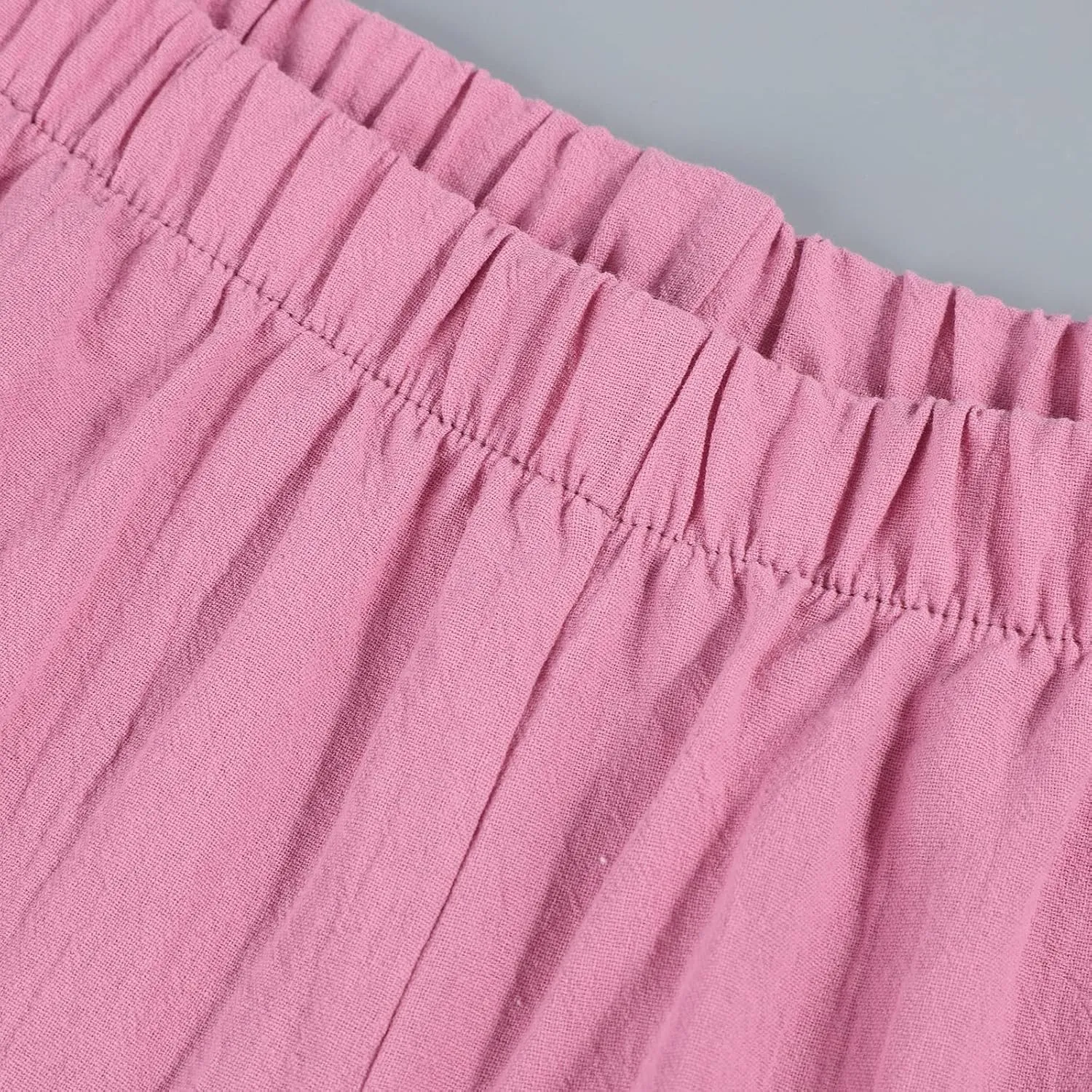 Cotton Linen Pants for Women Casual Capri Pant Plus Size Wide Leg Palazzo Summer Cropped Elastic Waist Trousers