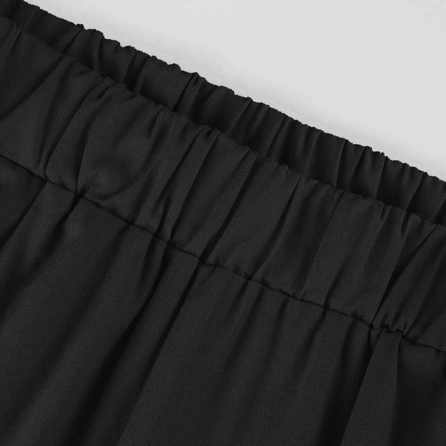 Cotton Linen Pants Women Summer Elastic Straight Leg Pants Plus Size Wide Leg Crop Pants Beach Trousers with Pockets