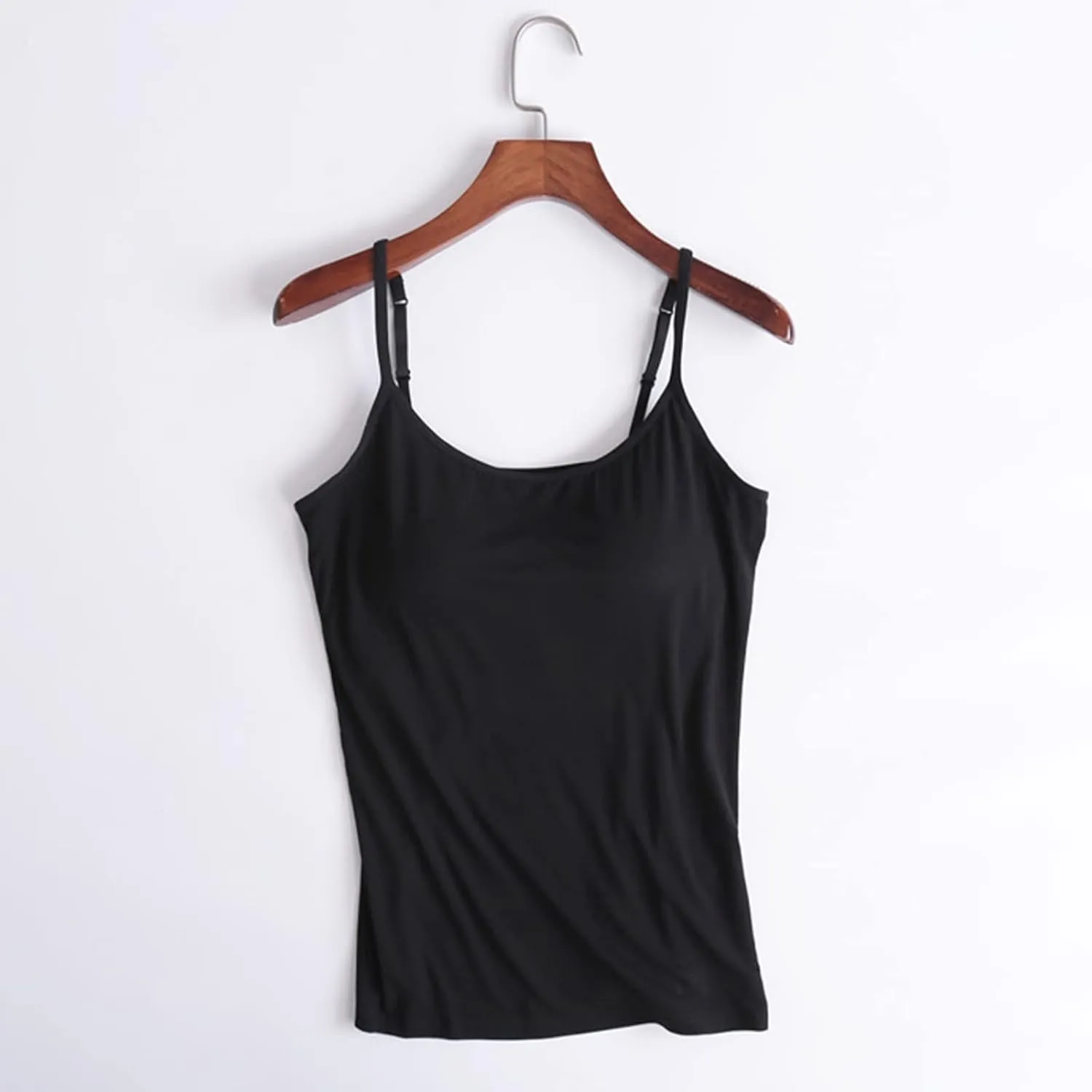 Cotton Tank Top with Built in Bra for Women Shelf Bra Camisole Tops Spaghetti Strap Cami Shirts Cotton Undershirts