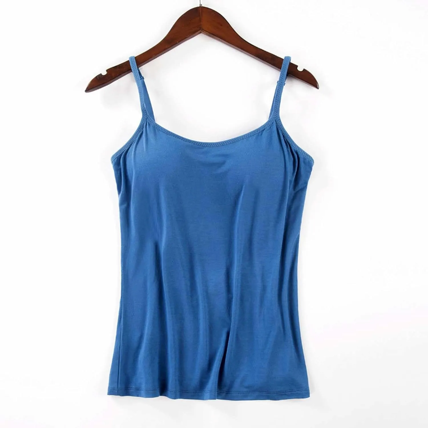 Cotton Tank Top with Built in Bra for Women Shelf Bra Camisole Tops Spaghetti Strap Cami Shirts Cotton Undershirts