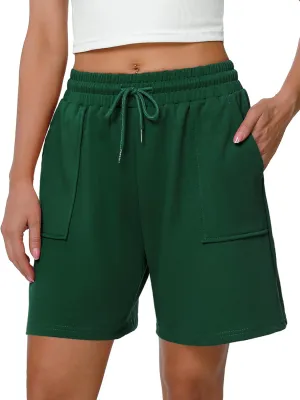 Cowasto Womens Cotton Sweat Shorts Casual Summer Loose Athletic Short Drawstring Waist Lounge Running Shorts with Pockets