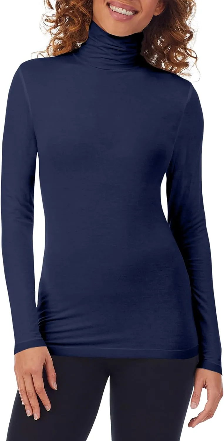 Cuddl Duds Women's Softwear with Stretch Long Sleeve Turtle Neck Top