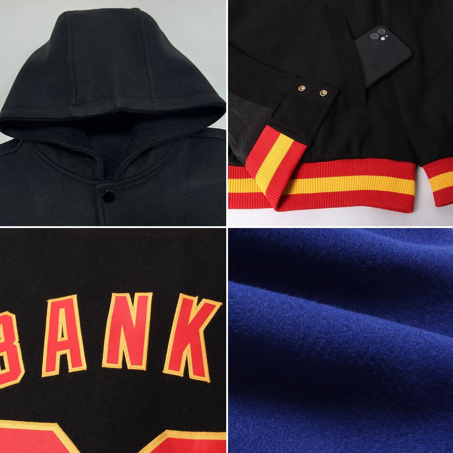 Custom Baseball Hoodie Jackets Men Women Youth Personalized Varsity Letterman Jackets Stitched Name Number Logo