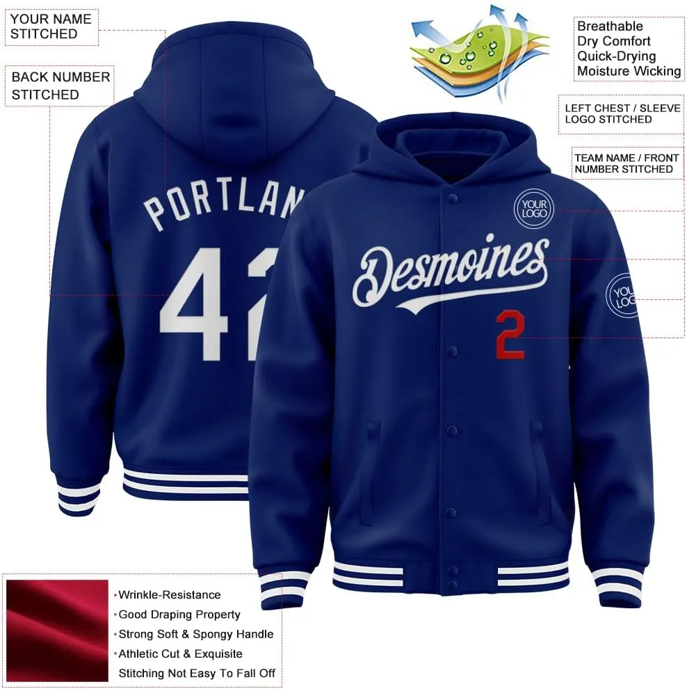 Custom Baseball Hoodie Jackets Men Women Youth Personalized Varsity Letterman Jackets Stitched Name Number Logo