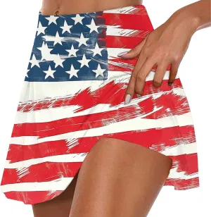 DDAPJ pyju Athletic Skorts for Women American Flag Print Patriotic Shorts High Waisted Golf Tennis Skirts 4th of July 2025