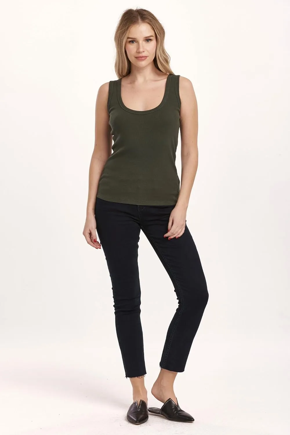 DEAR JOHN Paula Scoop Neck Sleeveless Women's Tank Top Fitted Knit