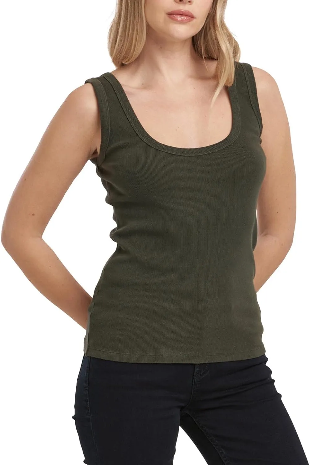 DEAR JOHN Paula Scoop Neck Sleeveless Women's Tank Top Fitted Knit