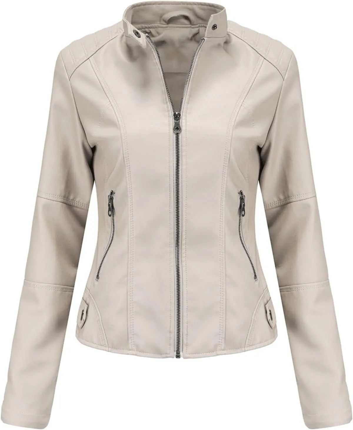 DEAR MODEL Faux Leather Jacket Women Bomber Jacket Women's Belted Motorcycle Jacket