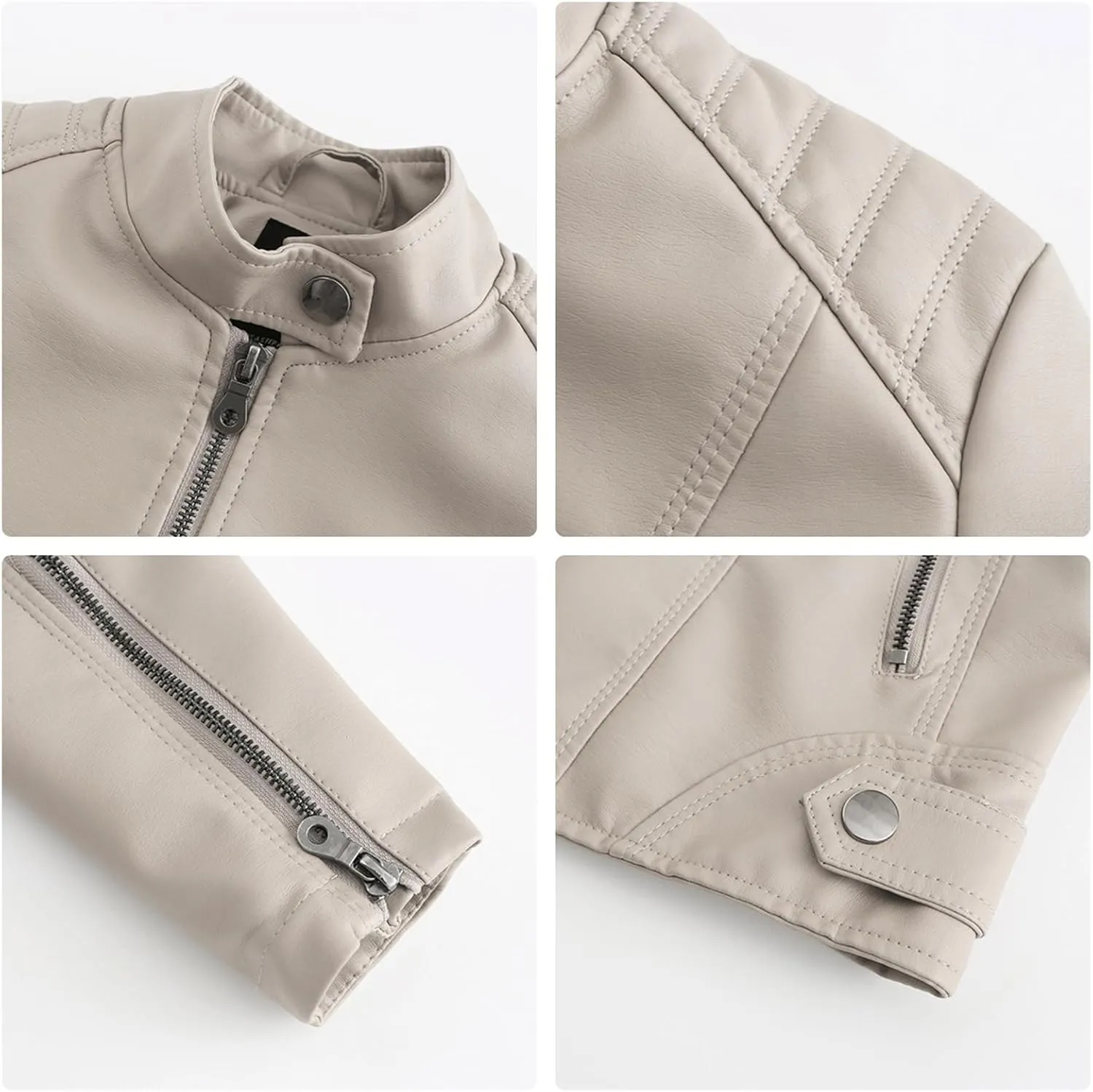 DEAR MODEL Faux Leather Jacket Women Bomber Jacket Women's Belted Motorcycle Jacket