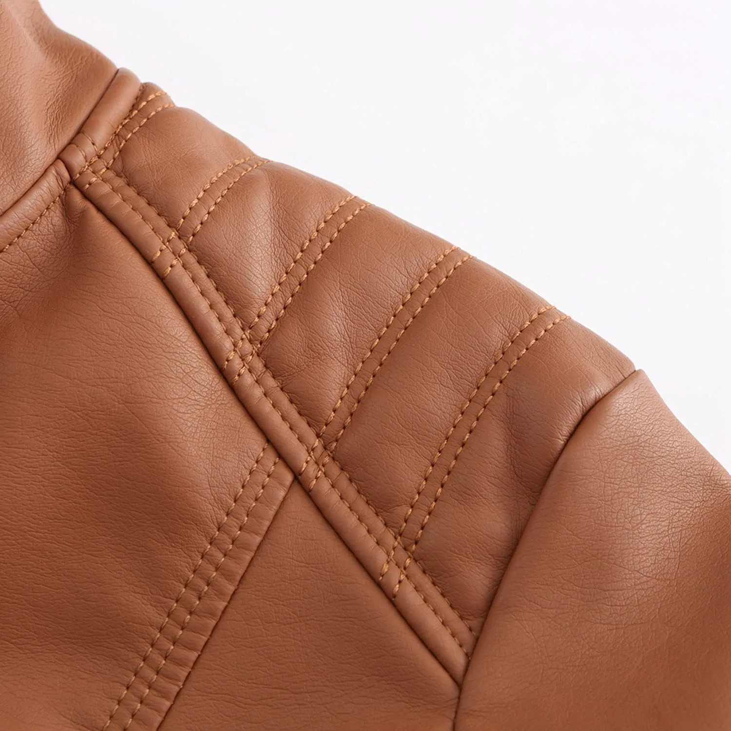 DEAR MODEL Faux Leather Jacket Women Bomber Jacket Women's Belted Motorcycle Jacket