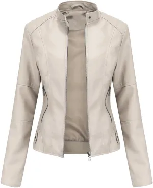 DEAR MODEL Faux Leather Jacket Women Bomber Jacket Women's Belted Motorcycle Jacket