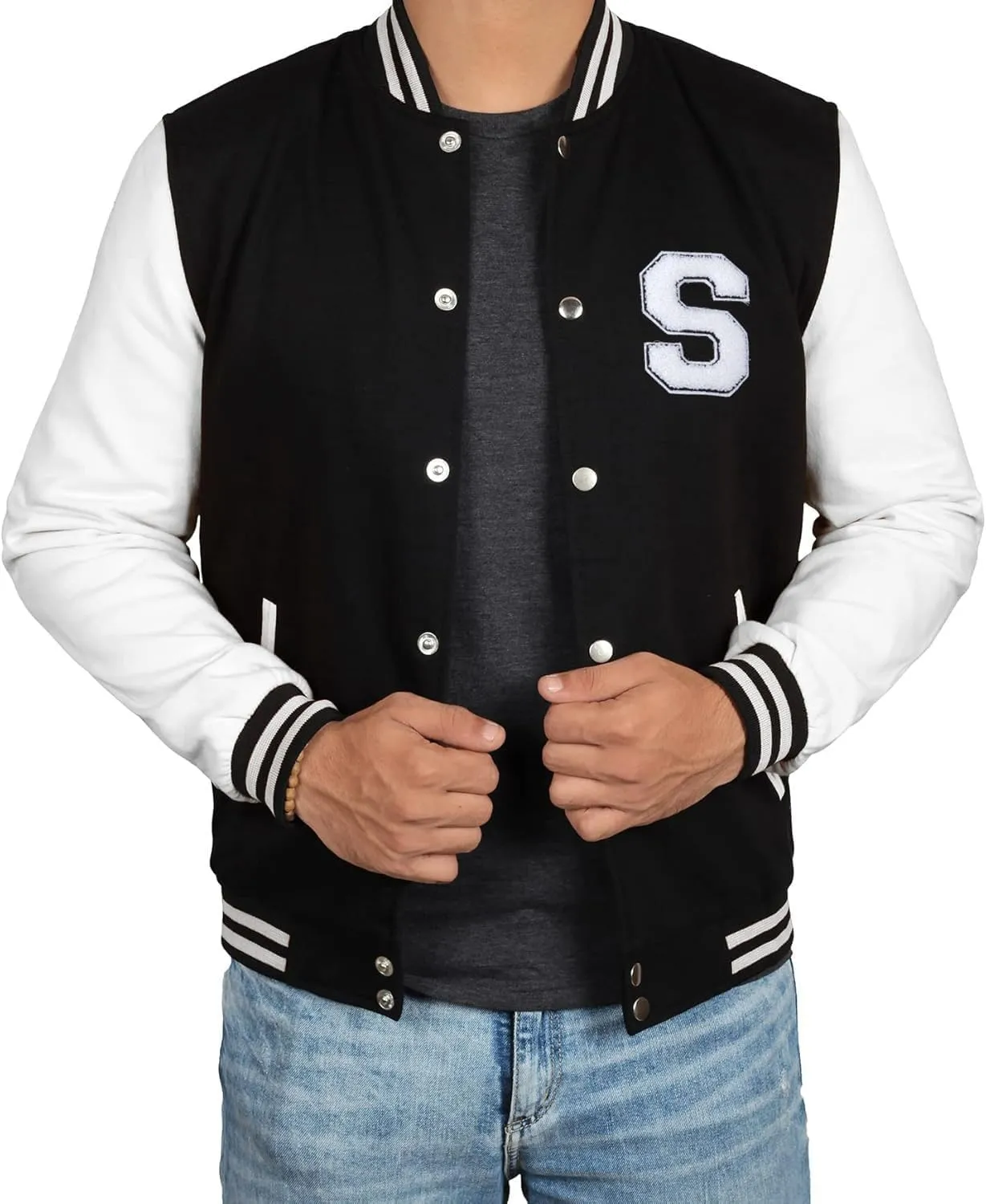 Decrum Varsity Jacket Men - High School Letterman Bomber Style Fleece Baseball Jackets For Men