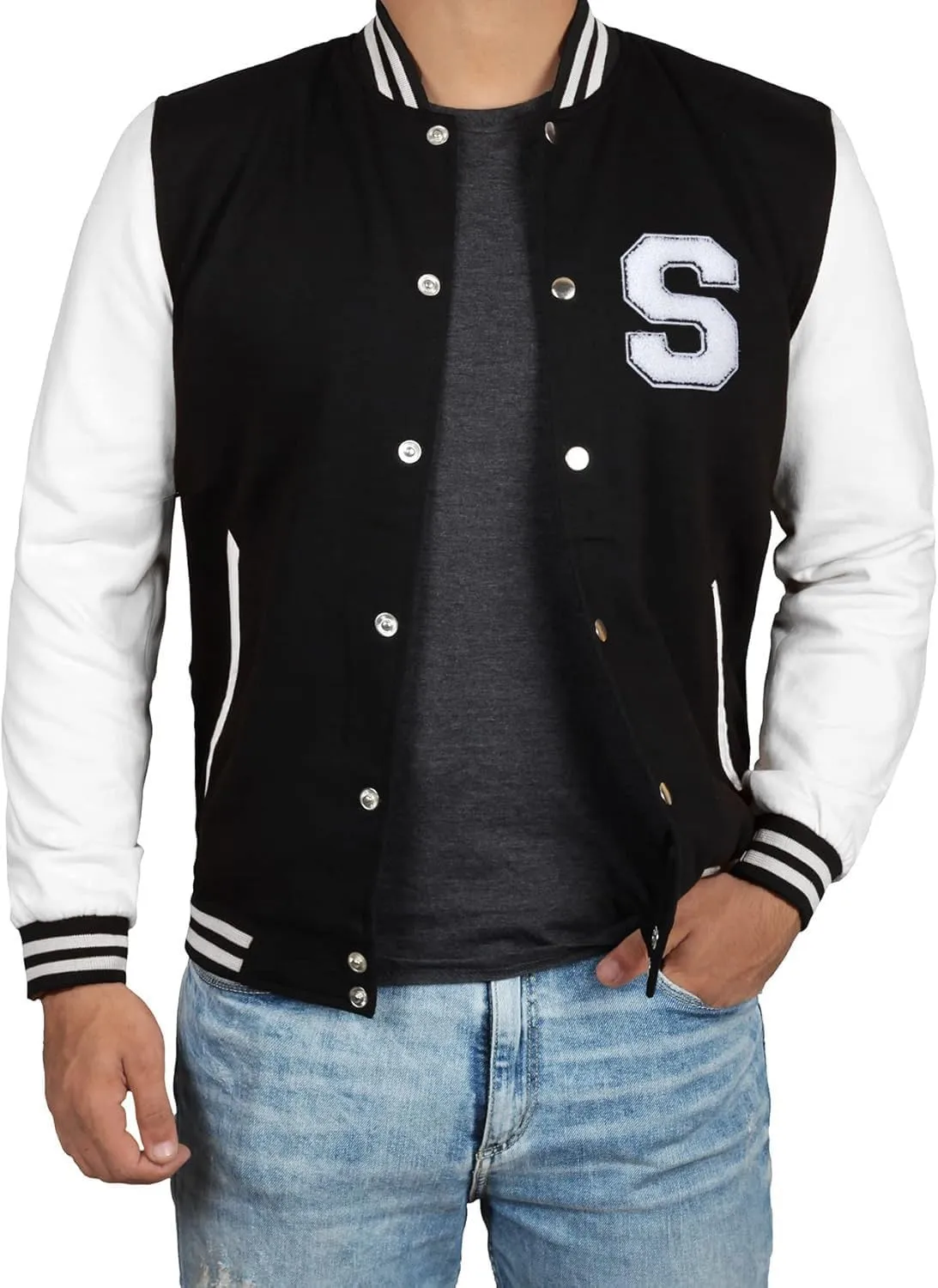 Decrum Varsity Jacket Men - High School Letterman Bomber Style Fleece Baseball Jackets For Men