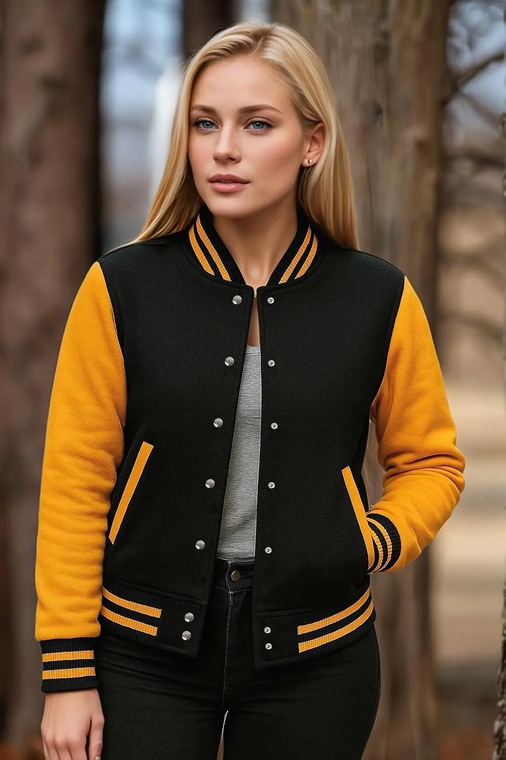 Decrum Varsity Jacket Women - Trendy Womens Letterman Jackets Highschool Baseball Bomber