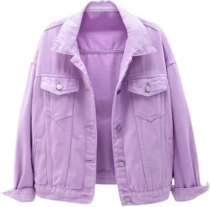 Denim Shacket for Women 2024 Fashion Casual Button Down Denim Coat with Pockets Loose Fit Fall Denim Jacket