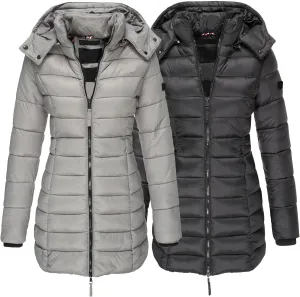 DGHM-JLMY 2 Pack Women's Warm Mid Long Down Jacket Quilted Lightweight Puffer Jacket Packable Hooded Slim Fit Puffer Coat