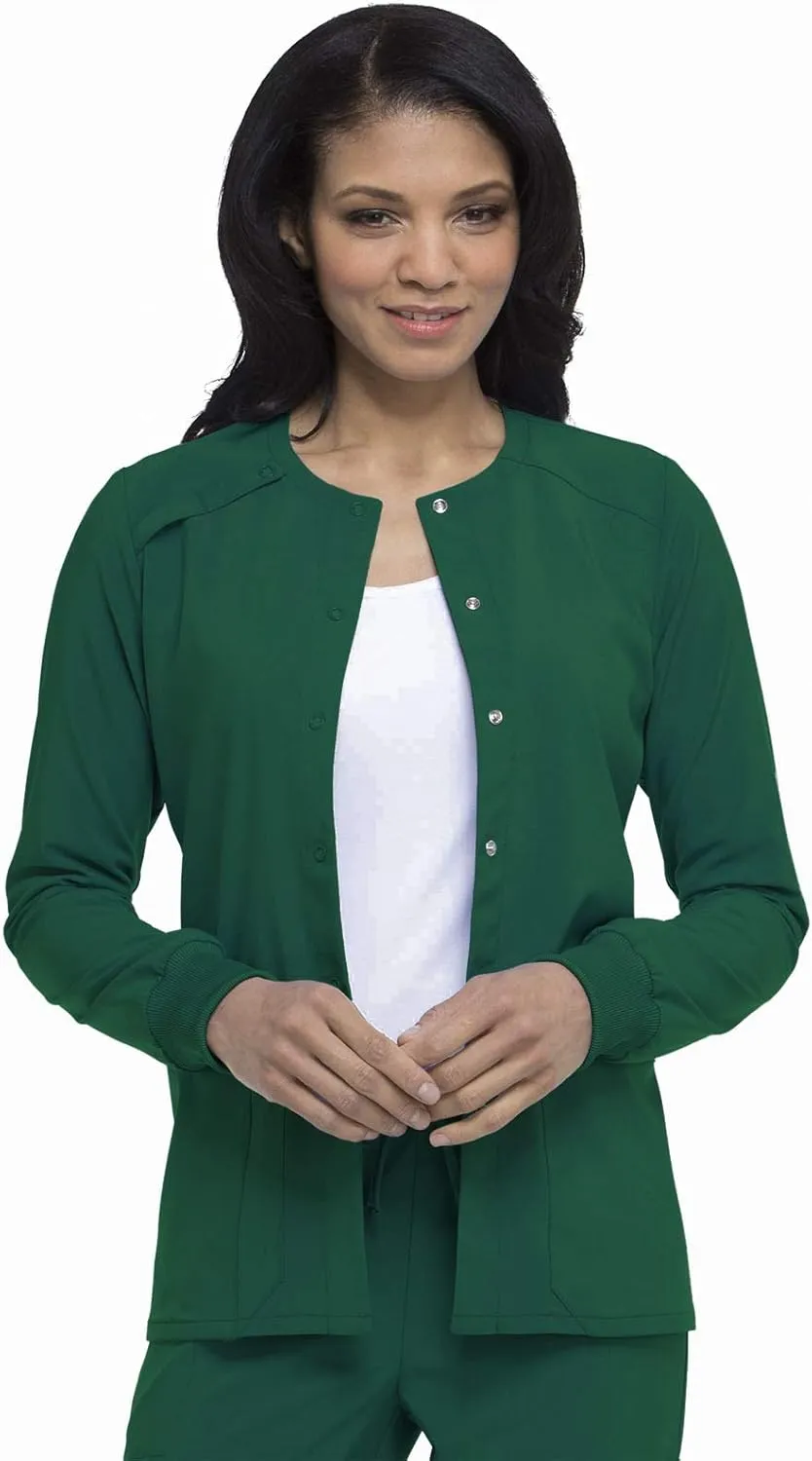 Dickies Scrub Jackets for Woman Snap Front Warm-up Jacket with 2 Pockets - DK305