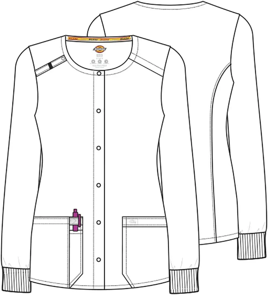 Dickies Scrub Jackets for Woman Snap Front Warm-up Jacket with 2 Pockets - DK305