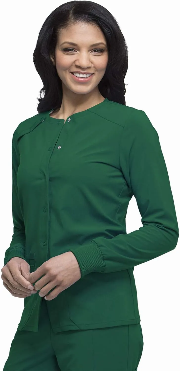 Dickies Scrub Jackets for Woman Snap Front Warm-up Jacket with 2 Pockets - DK305