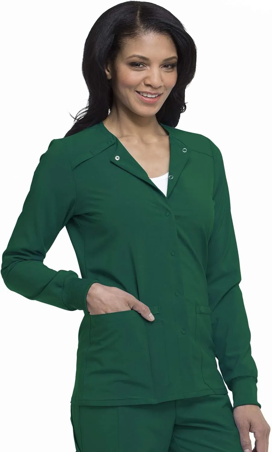 Dickies Scrub Jackets for Woman Snap Front Warm-up Jacket with 2 Pockets - DK305