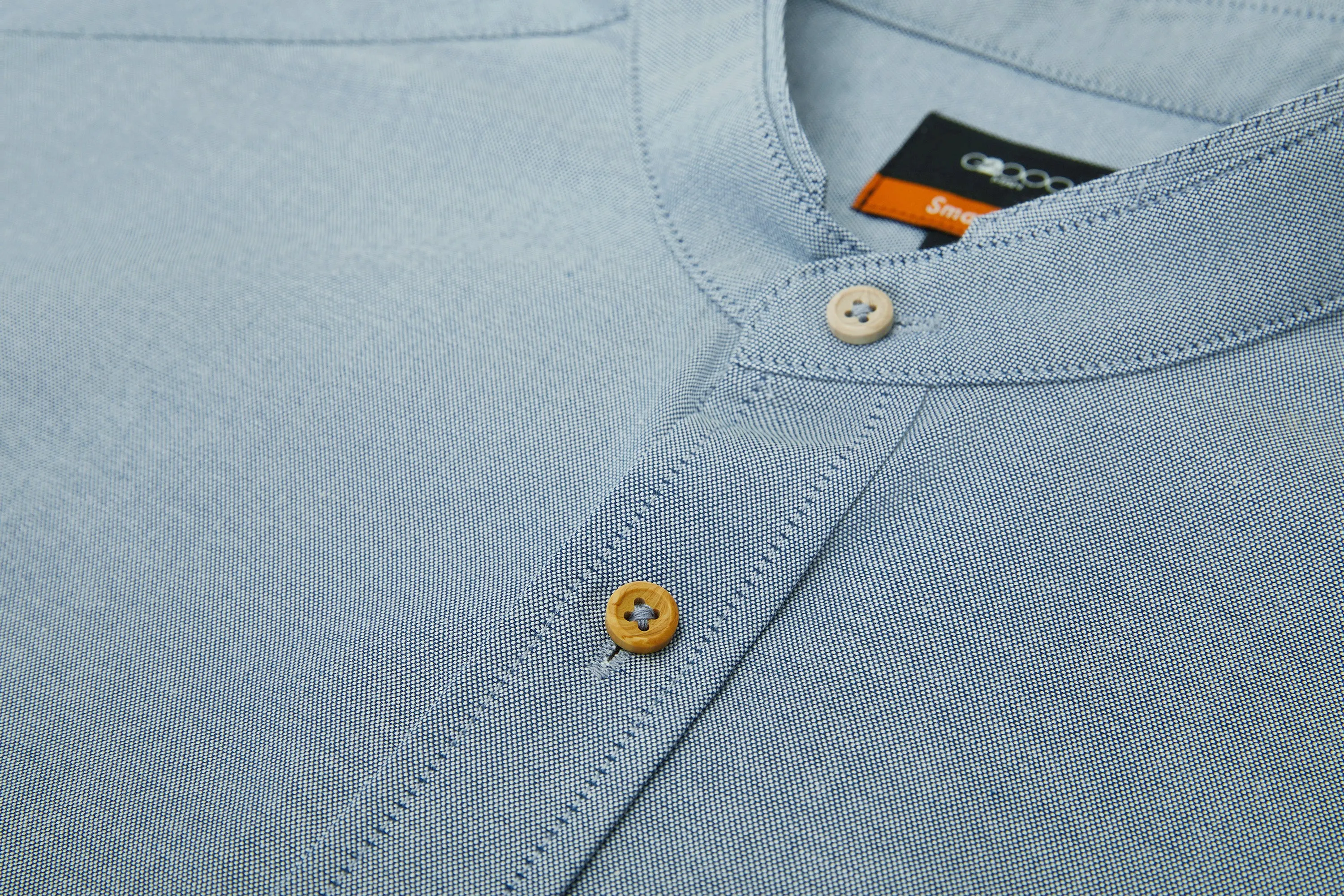 Easy Care Stand Collar Oxford Casual Shirt