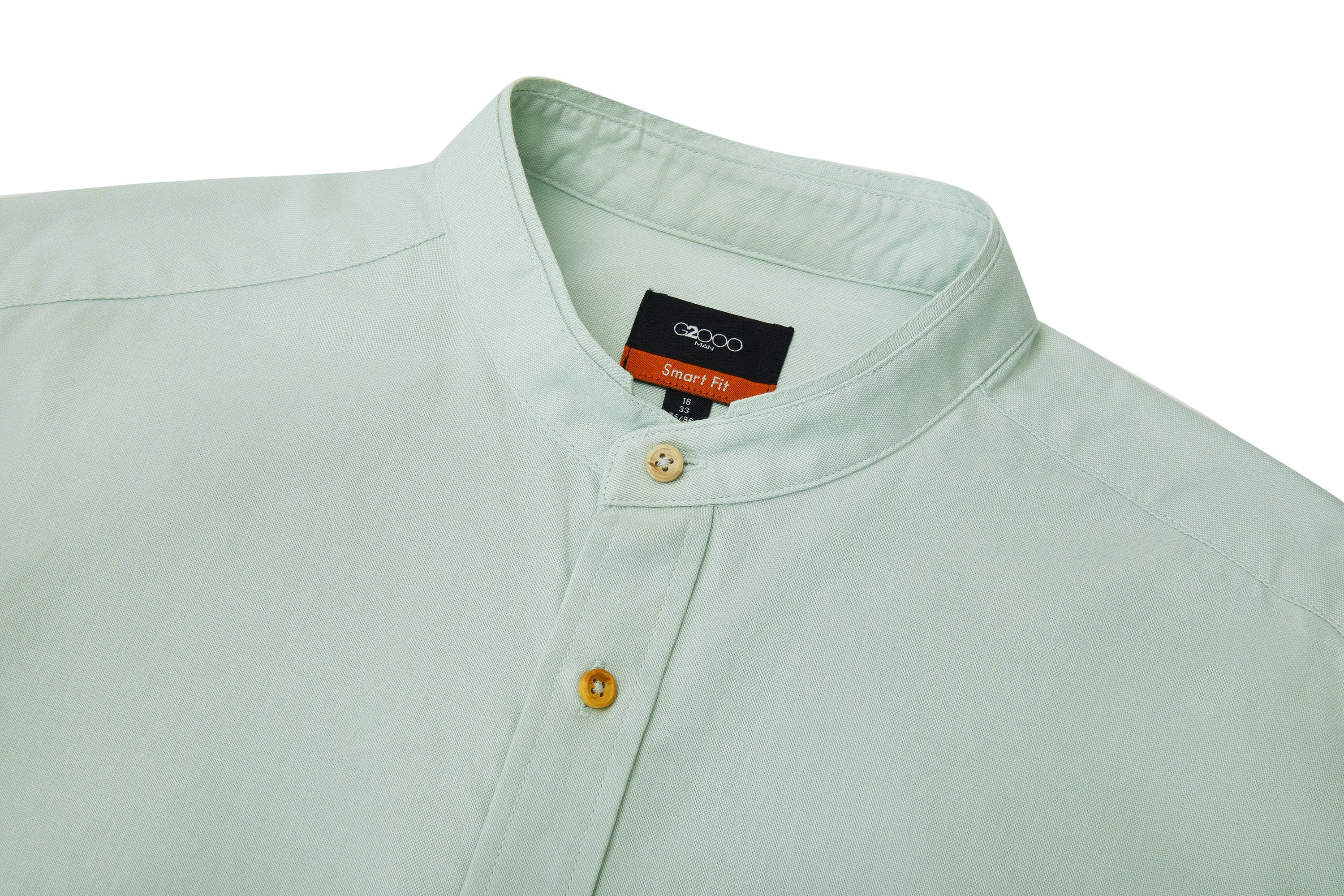 Easy Care Stand Collar Oxford Casual Shirt