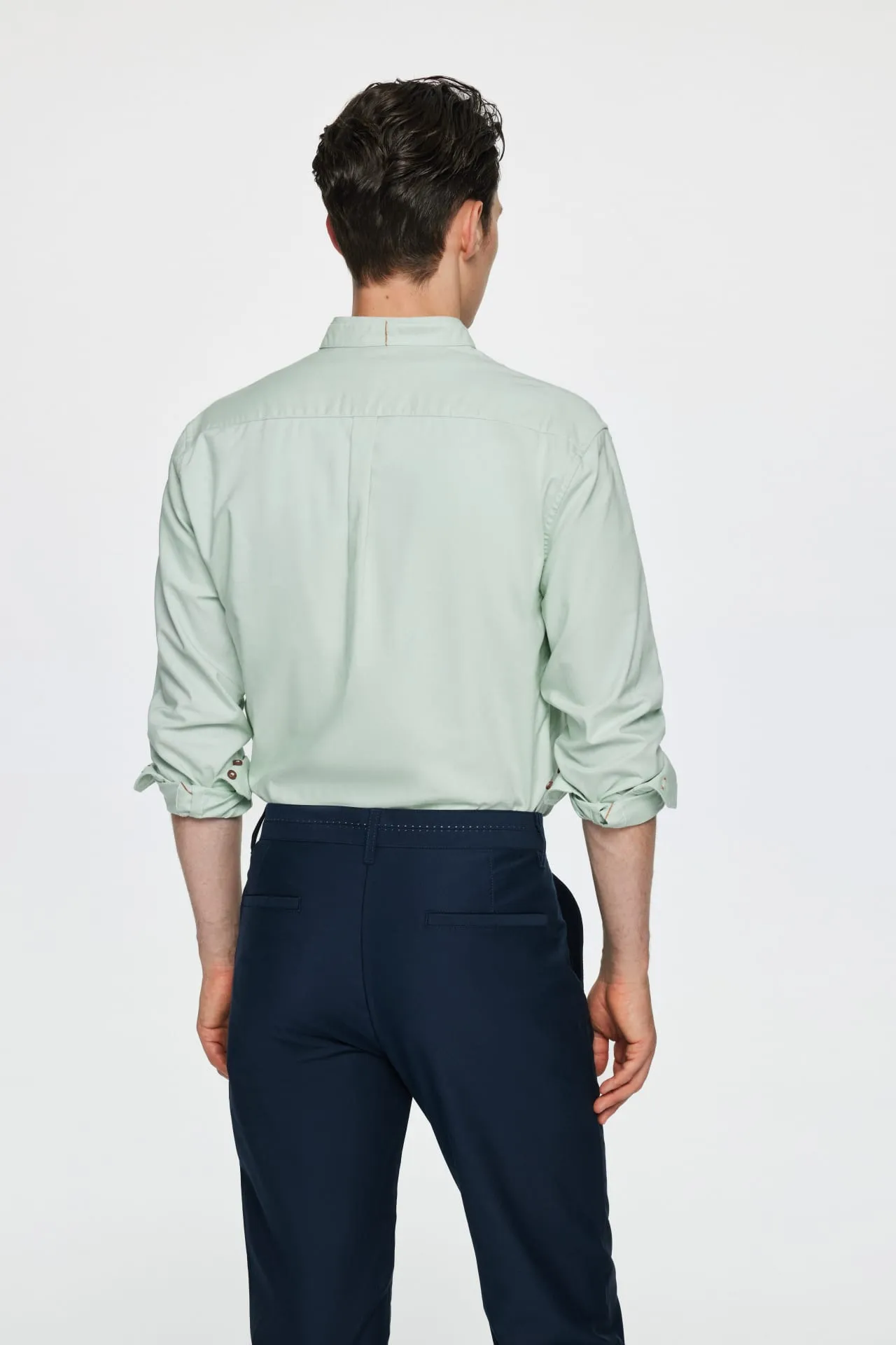 Easy Care Stand Collar Oxford Casual Shirt