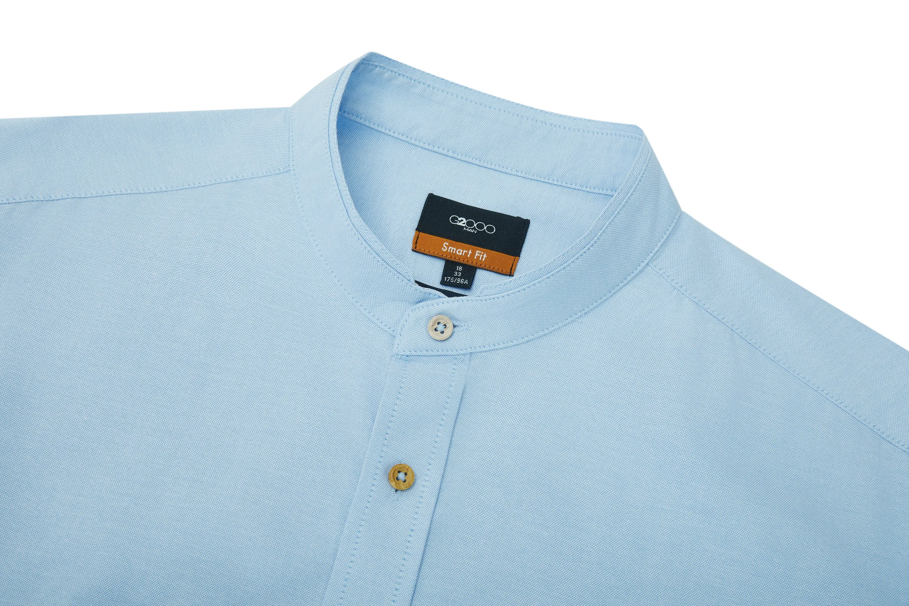Easy Care Stand Collar Oxford Casual Shirt