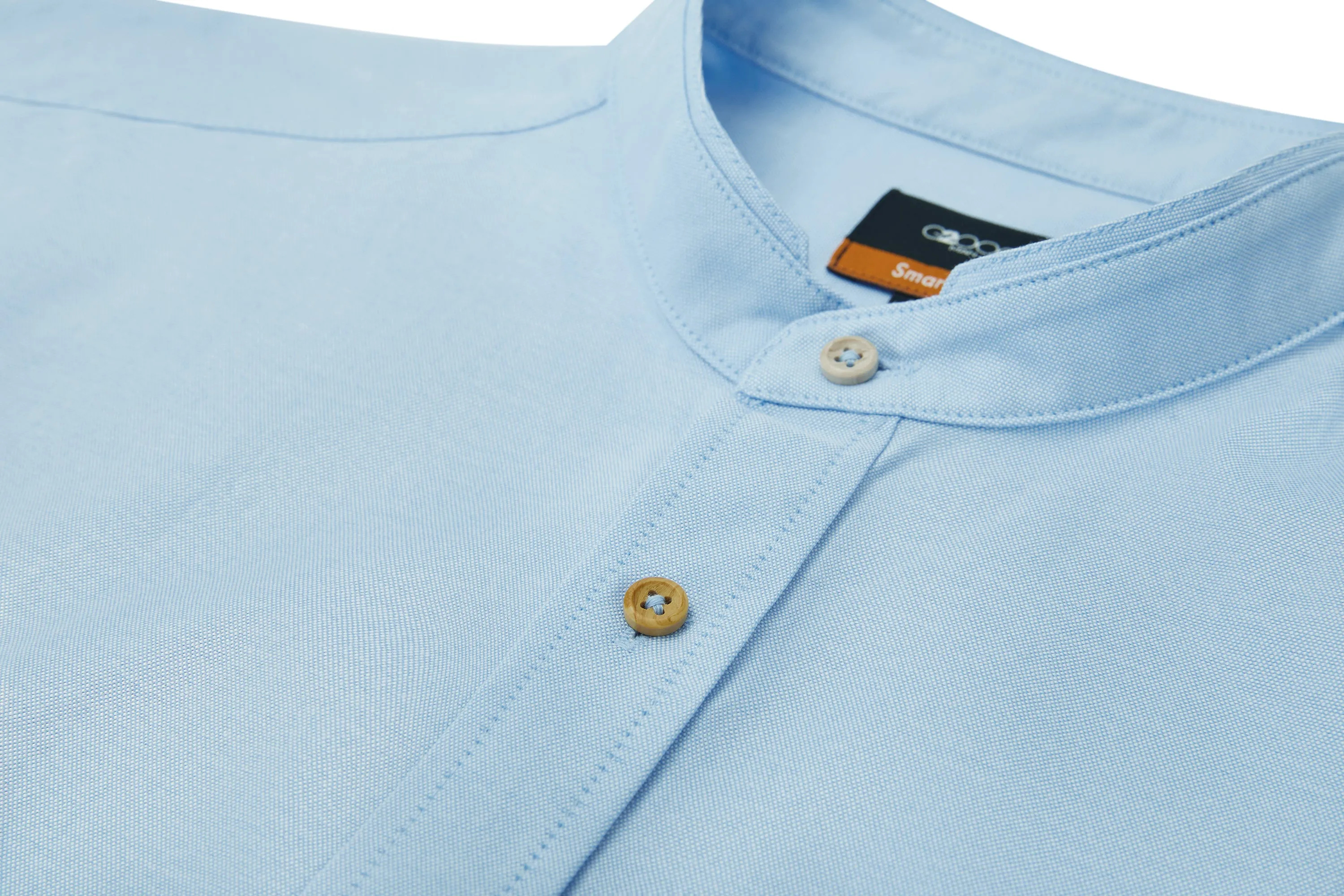 Easy Care Stand Collar Oxford Casual Shirt
