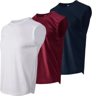 Facitisu Men Sleeveless Shirts Athletic Tank Tops Pack Muscle Tee Workout Quick Dry Gym Shirts