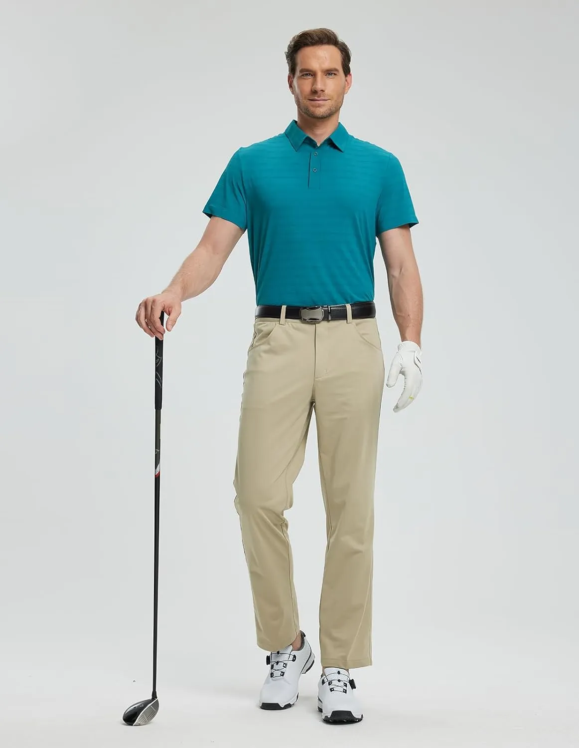 fit space Mens Performance Golf Polo, Cooling Tennis Shirts, Seamless Stretch, Quick-Dry Short Sleeve with IceSilk Tech