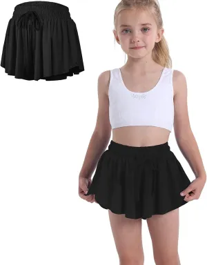 Flowy Shorts for Teen Girls with Spandex Liner 2-in-1 Youth Butterfly Skirts Tennis Running Fitness Sports Dance Skort