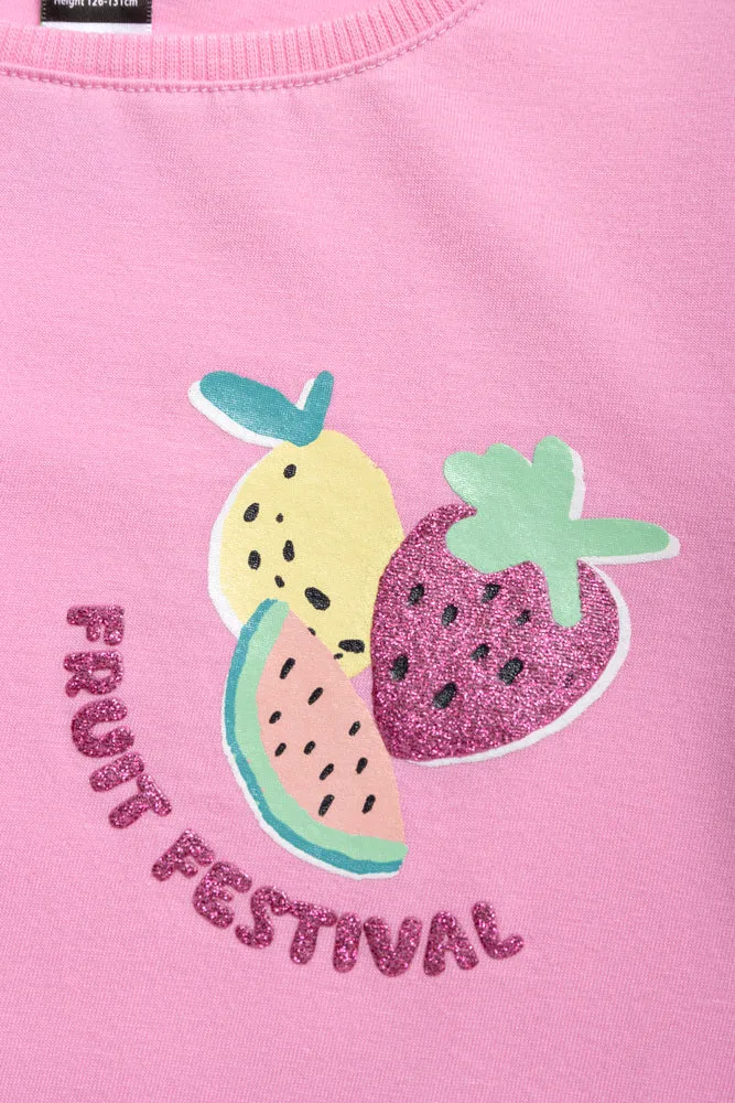 Fruit Placement Basic T-Shirt Mid Pink