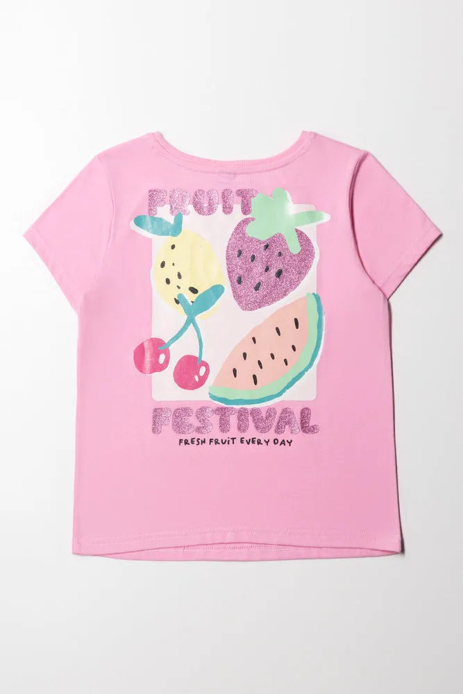 Fruit Placement Basic T-Shirt Mid Pink