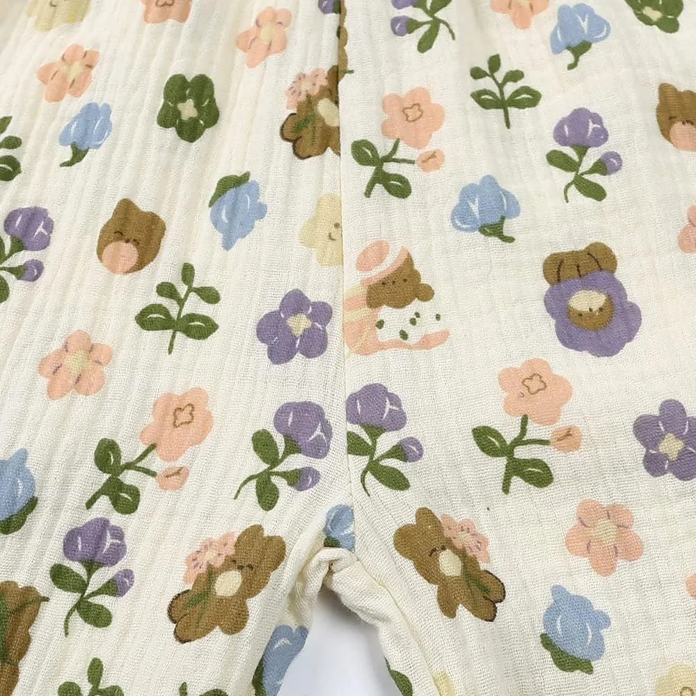 GFQLONG Toddler Baby Girls 3 Pack Elastic Waist Pants Soft Cotton Linen Harem Bloomers Summer Fall Long Pants