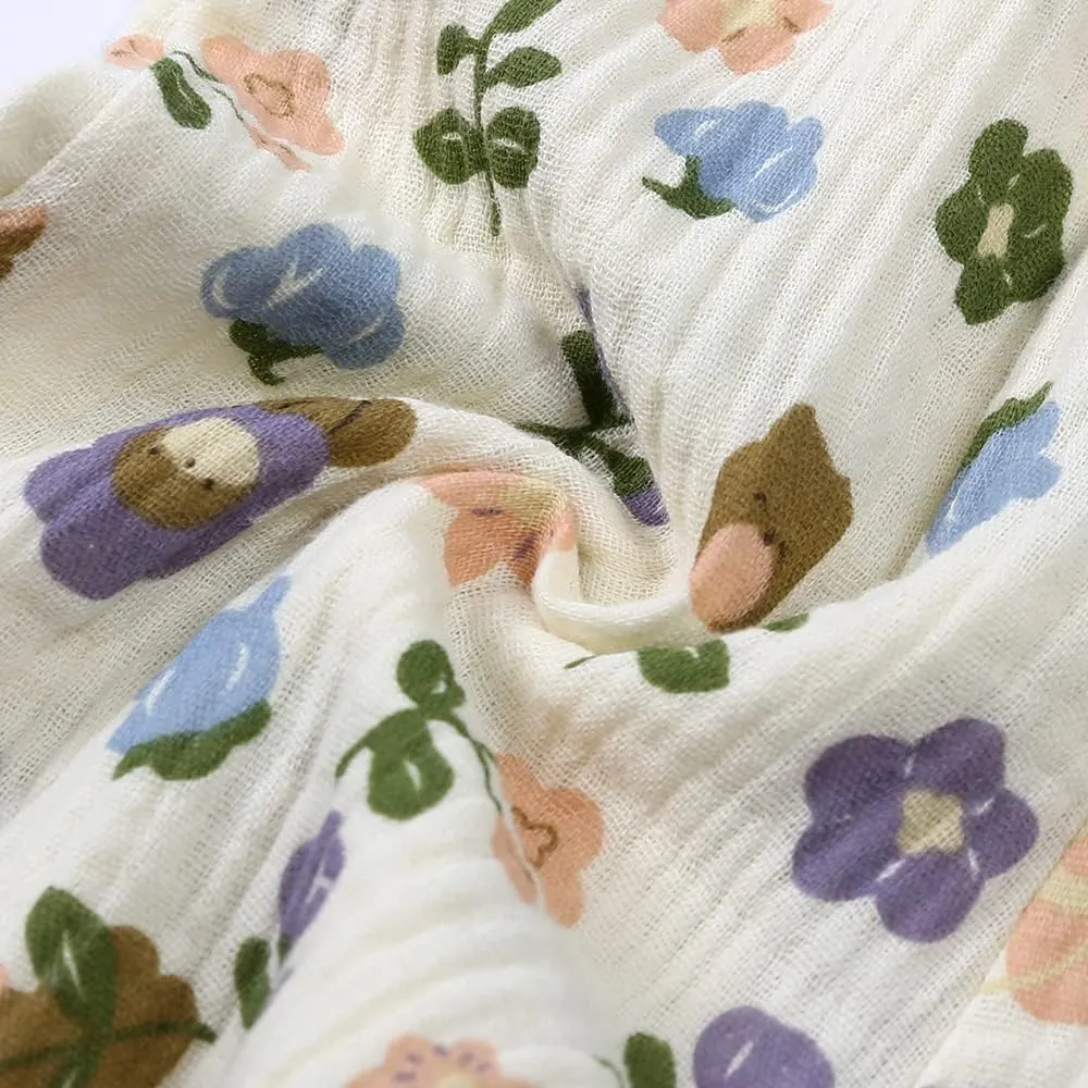 GFQLONG Toddler Baby Girls 3 Pack Elastic Waist Pants Soft Cotton Linen Harem Bloomers Summer Fall Long Pants